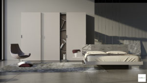 camera da letto moderna grigio chiaro