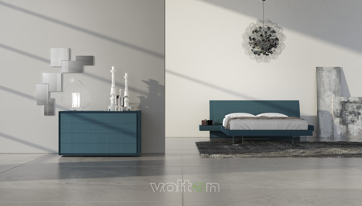 camera da letto moderna blu